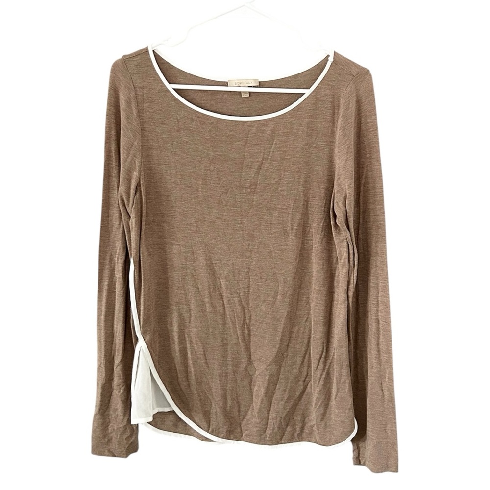 Bordeaux Brown White Layered Top